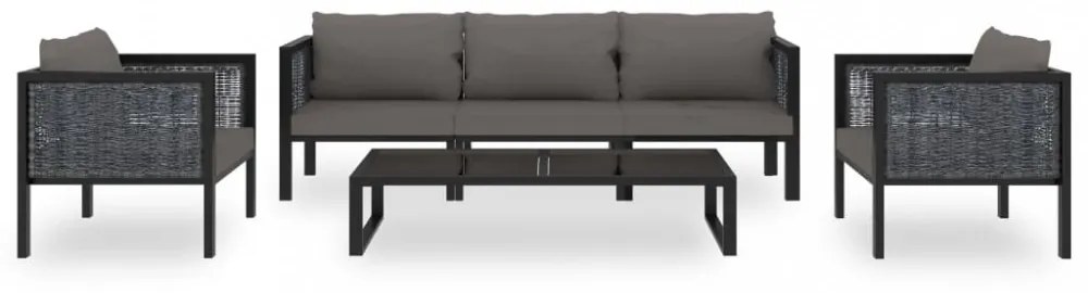 vidaXL 6 részes antracitszürke kerti polyrattan ülőgarnitúra párnákkal