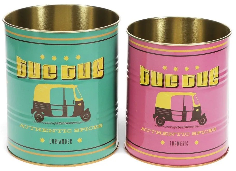 Dekoratív ón tárolódoboz szett 2 db-os ø 11x13 cm Tuc-tuc – Rex London