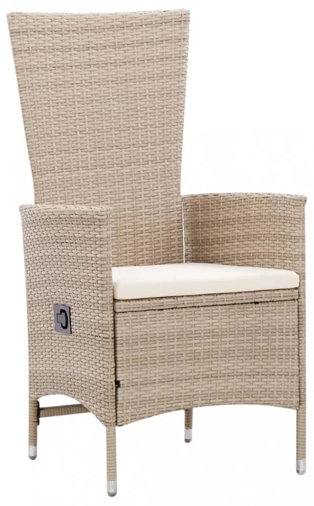 7 részes bézs polyrattan kültéri étkezőszett párnákkal