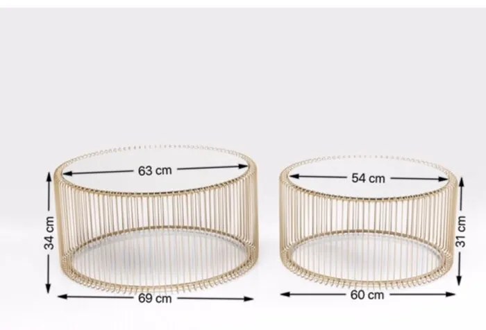 Kare Design Wire arany dohányzóasztal