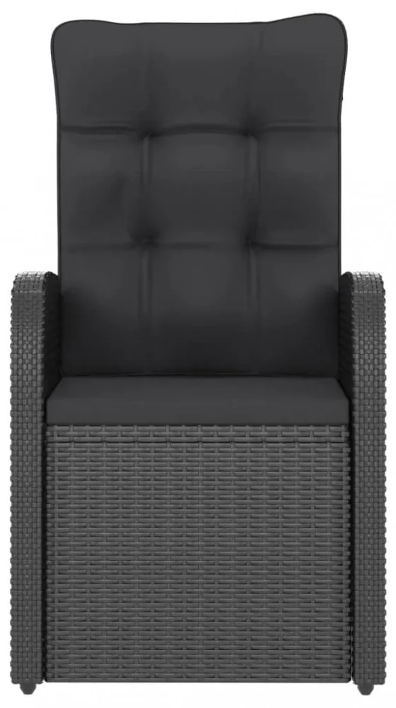 11 részes fekete polyrattan kültéri étkezőszett párnákkal