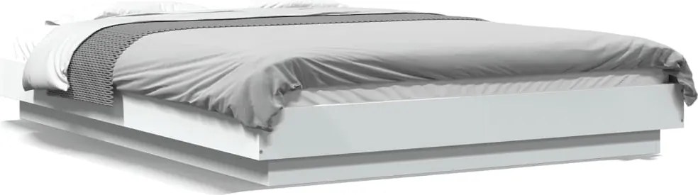 vidaXL fehér szerelt fa ágykeret LED-világítással 120 x 200 cm