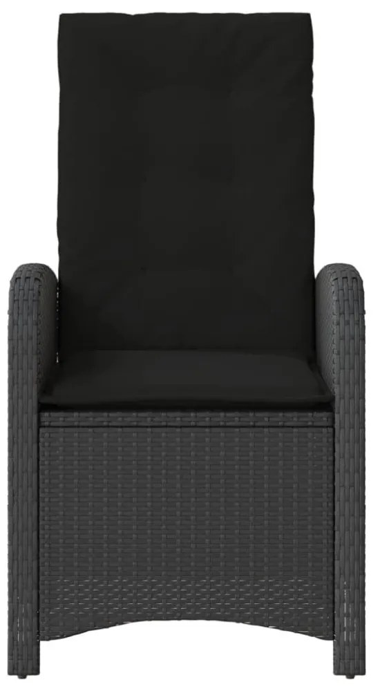 2 db fekete polyrattan dönthető kerti szék párnával
