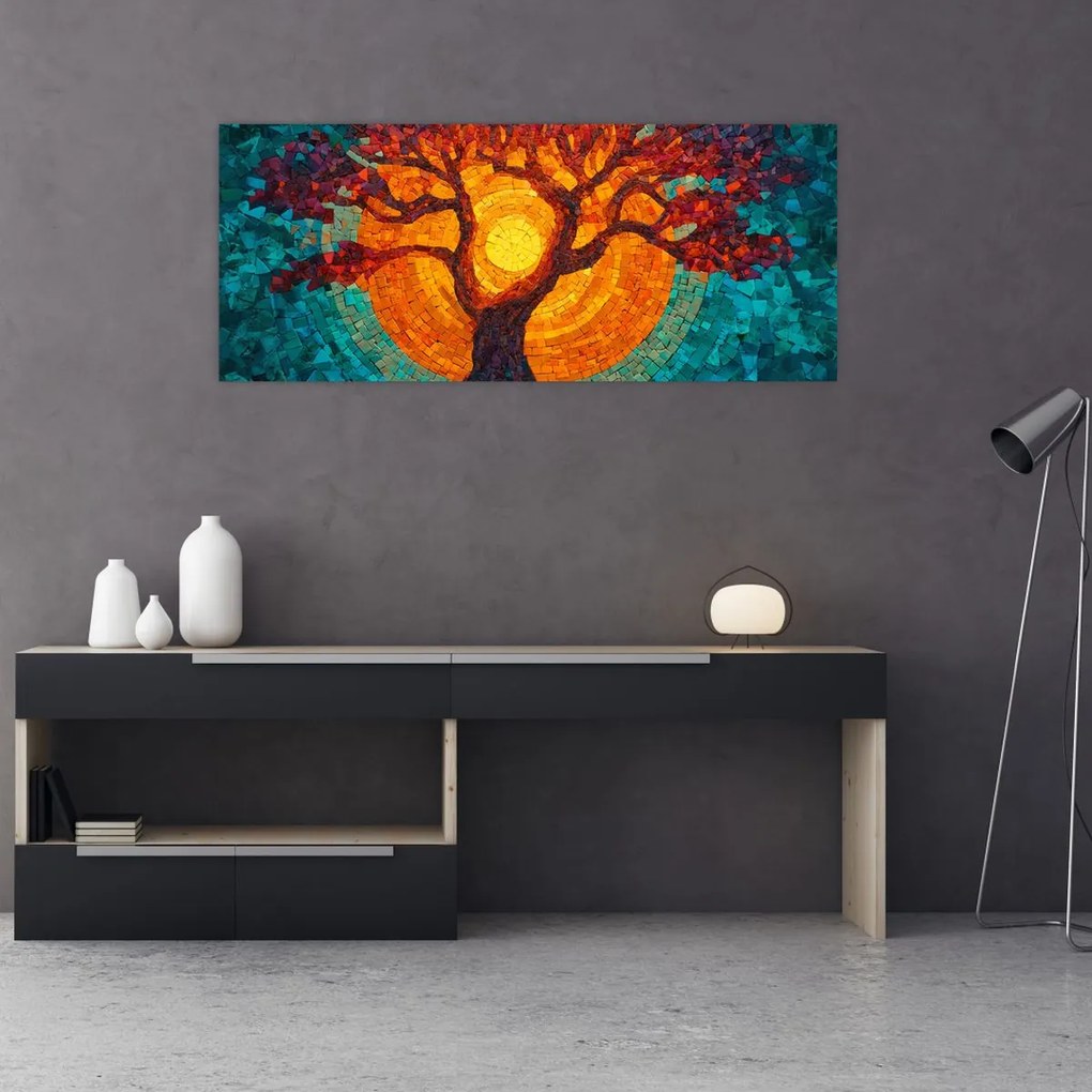 Kép - Az élet fája és a nap mozaikban (120x50 cm)