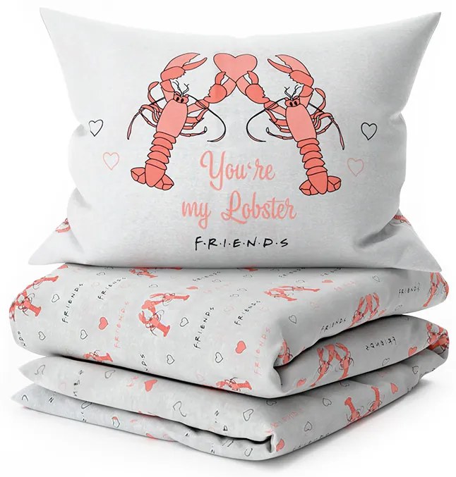 Pamut ágynemű FRIENDS LOBSTER szürke Ágyneműhuzat mérete: 2 db 60 x 70 cm | 200 x 200 cm