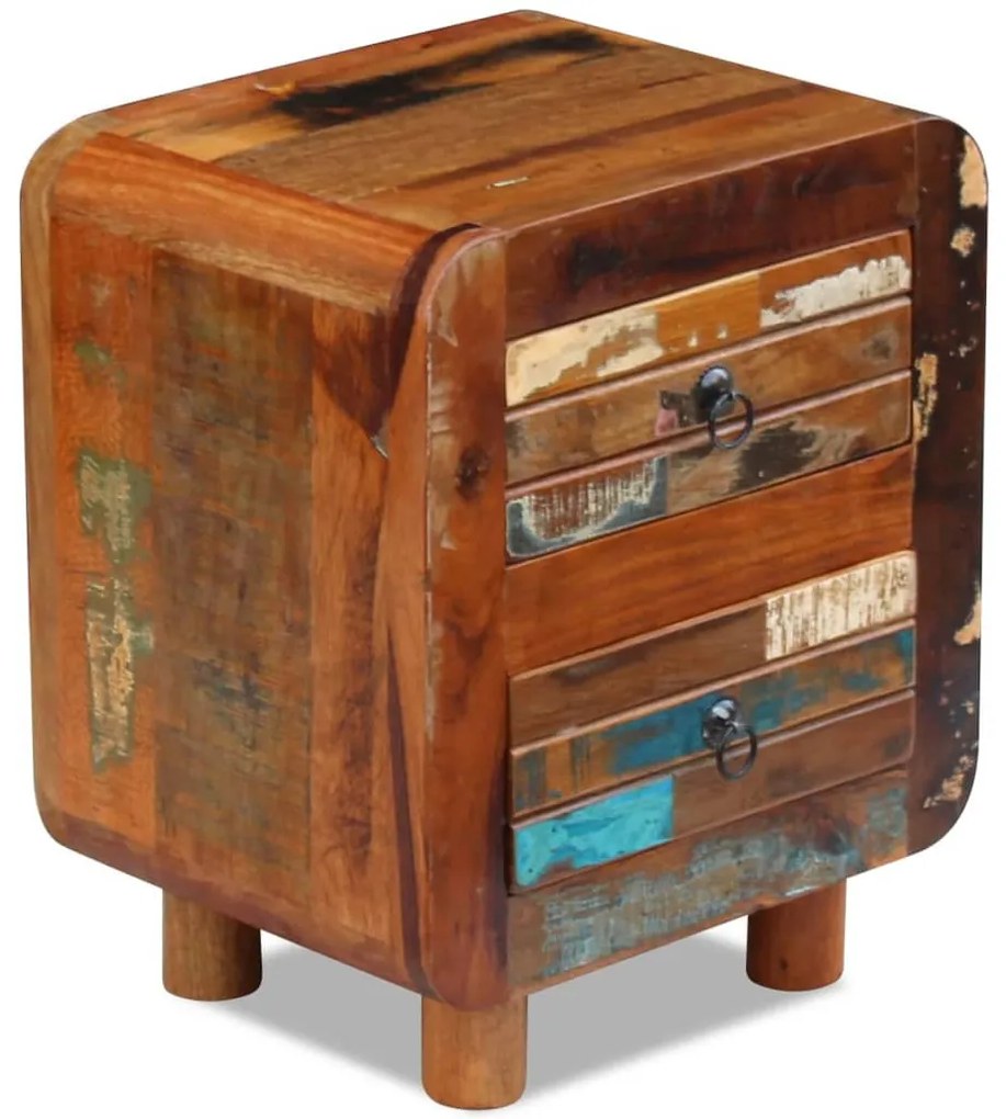 Tömör újrahasznosított fa éjjeliszekrény 43x33x51 cm