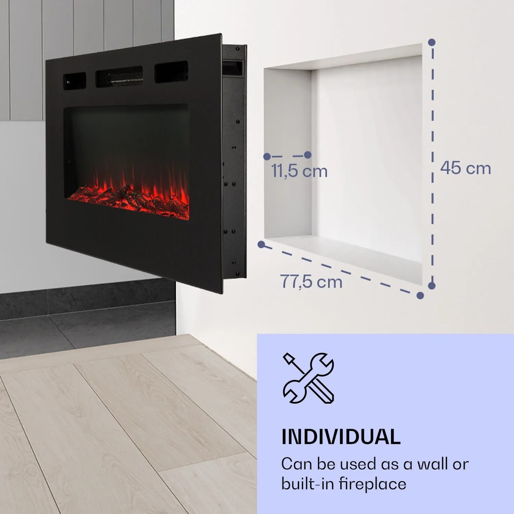Galeras, elektromos fali és beépített kandalló, 1800 W, LED, 3 szín, időzítő