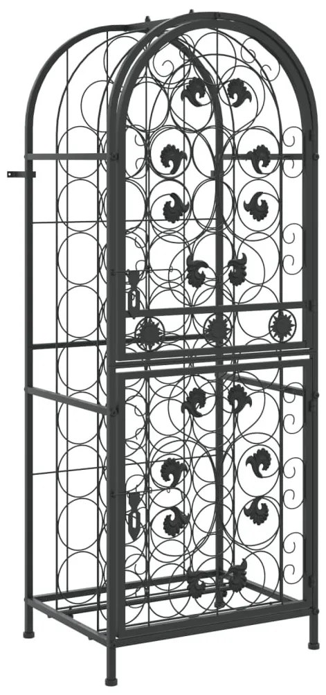 Fekete kovácsoltvas bortartó 41 palackhoz 45 x 36 x 120 cm