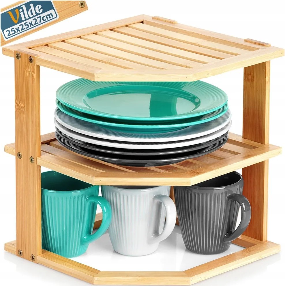 Bambusz Konyhai Polc Munkalap Polc Sarokszekrény Állvány Rendszerező