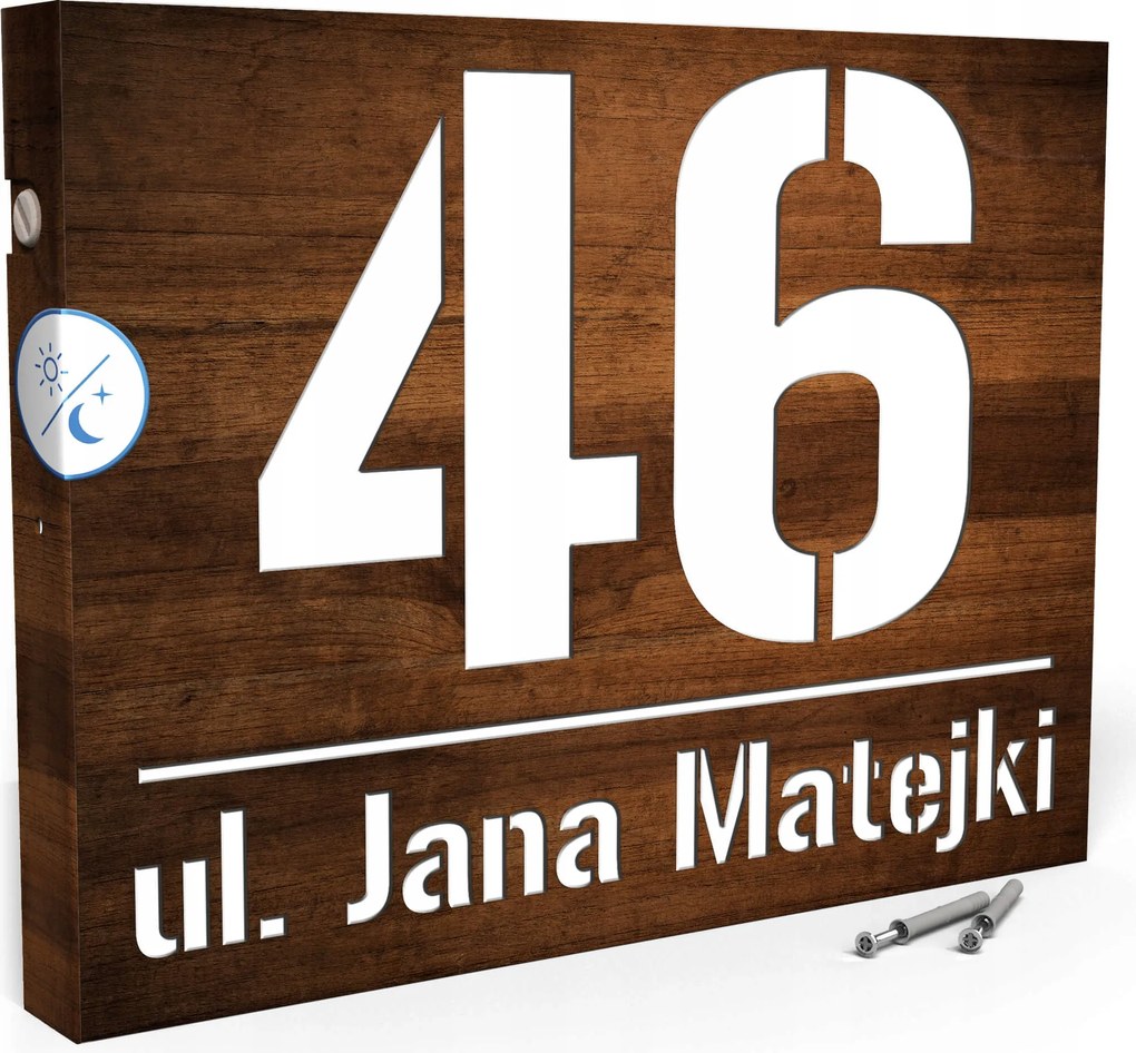 Megvilágított Házszám Címtábla 40X30 CM Szürkület Érzékelővel