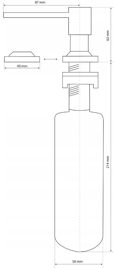 Mosogató minőség Quatro, mosogatószer adagoló mosogatóhoz 400ml, acél, SKQ-DOK-IX