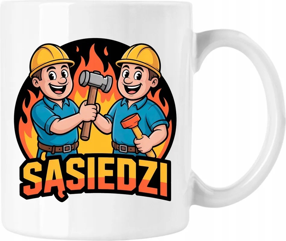 Bögre szomszédok építkezés mém 4 Fehér 330ml