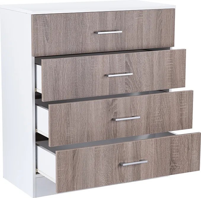 Miami komód 4 fiókos 80x92 cm yorki tölgy-fehér