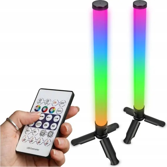 SZETT 2x LED RGBIC dimmelhető asztali lámpa LED/5W/5V fekete + távirányító