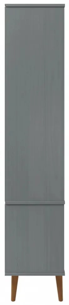 MOLDE szürke tömör fenyőfa vitrin szekrény 90 x 35 x 175 cm