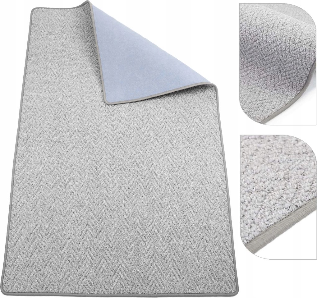 100x300cm Nappali Szőnyeg Divatos Finom Halszálka Szürke Hampton