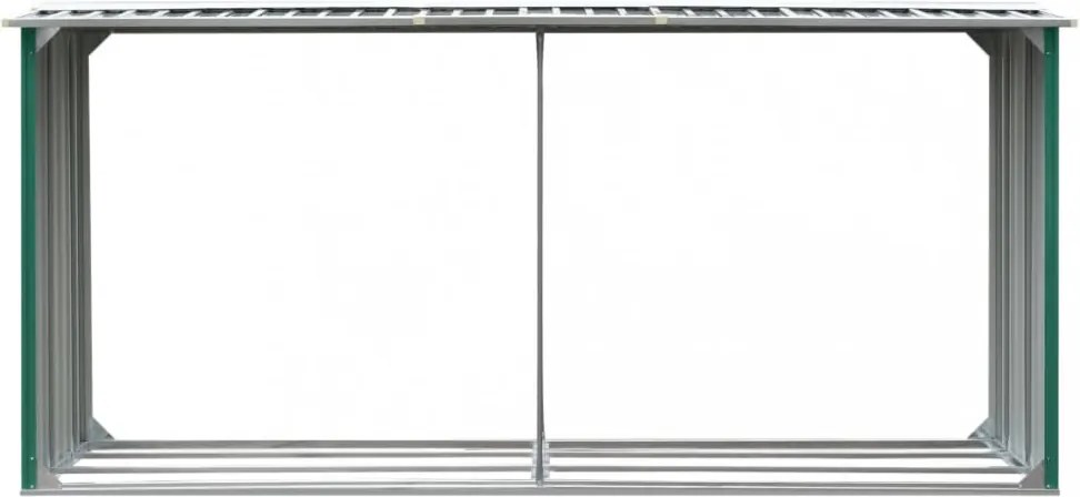 zöld horganyzott acél kerti tűzifatároló 330 x 92 x 153 cm