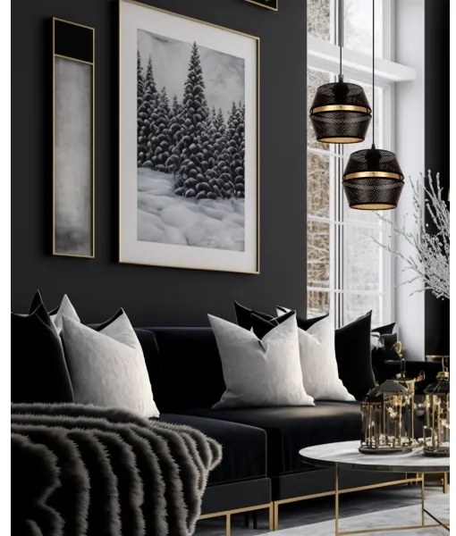 Csillár zsinóron PARIS 2xE27/60W/230V fekete/arany