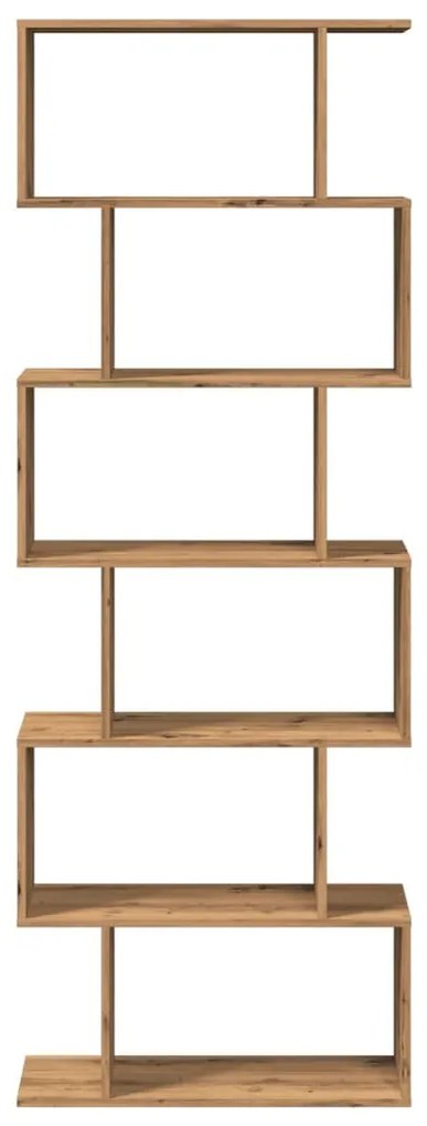 6 szintes kézműves tölgy fa elválasztó könyvespolc 70x24x193 cm