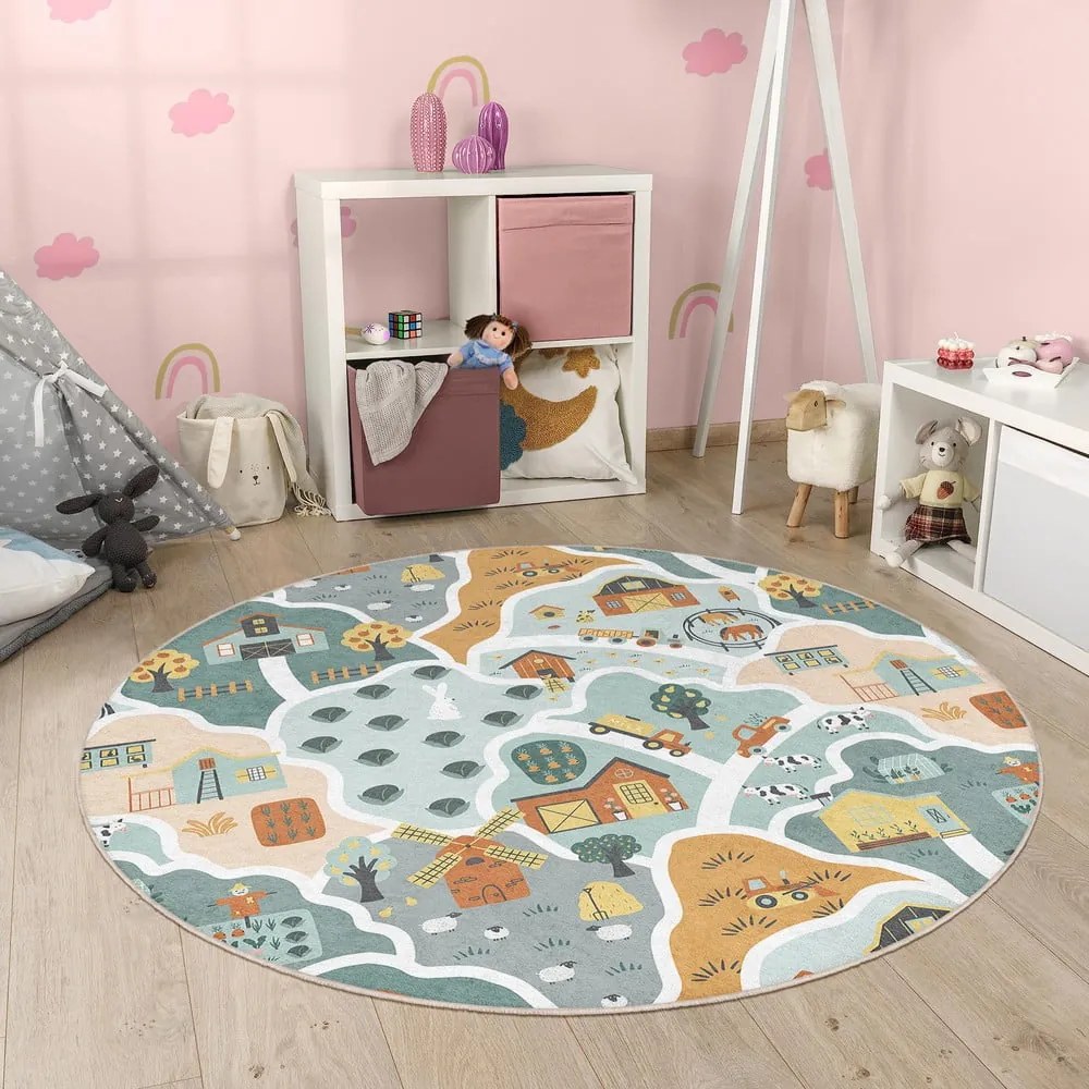 Mosható gyerek játszószőnyeg ø100 cm Farmer's Life – Mila Home