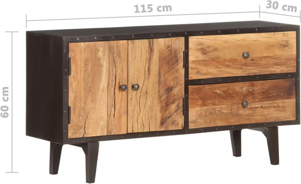 Tömör újrahasznosított fa komód 115 x 30 x 60 cm