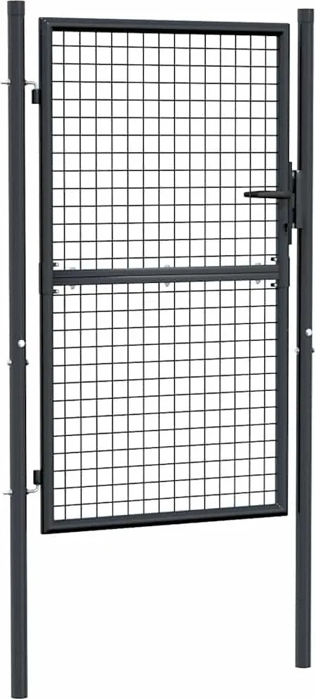 vidaXL szürke horganyzott acél hálós kerti kapu 100 x 150 cm