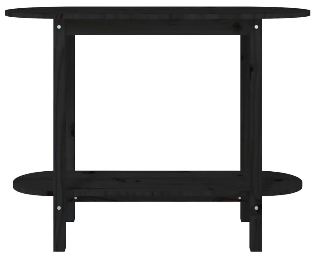 Fekete tömör fenyőfa tálalóasztal 110x40x80 cm