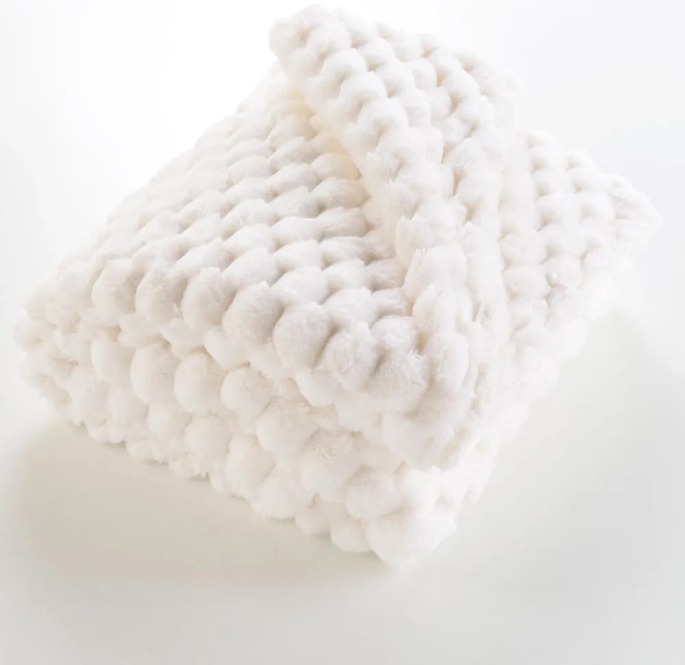 Krémszínű mikroplüss takaró 180x220 cm Frosty – douceur d'intérieur