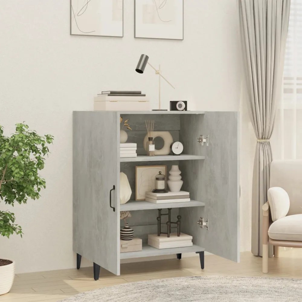 betonszürke szerelt fa tálalószekrény 70 x 34 x 90 cm