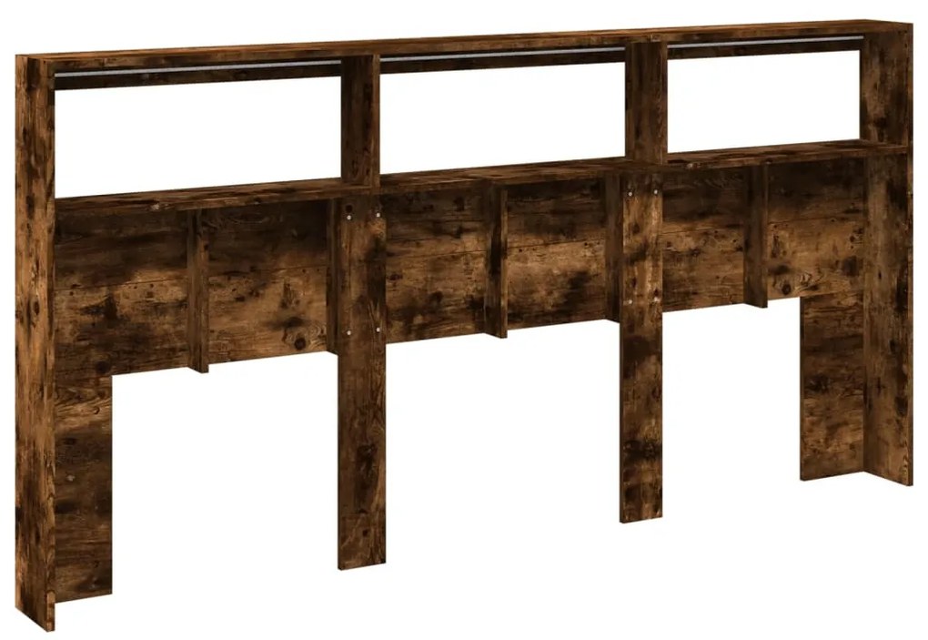 füstös tölgy színű áthidalószekrény LED-ekkel 200 x 17 x 102 cm