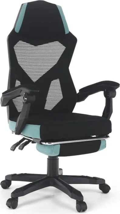 Irodai/gamer szék, fekete/neomint,  teherbírás 150 kg, JORIK NEW