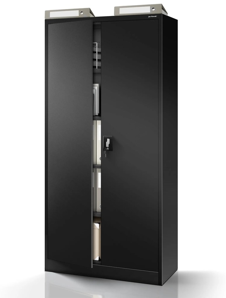 Fém iratszekrény JAN, 900 x 1850 x 400 mm, fekete