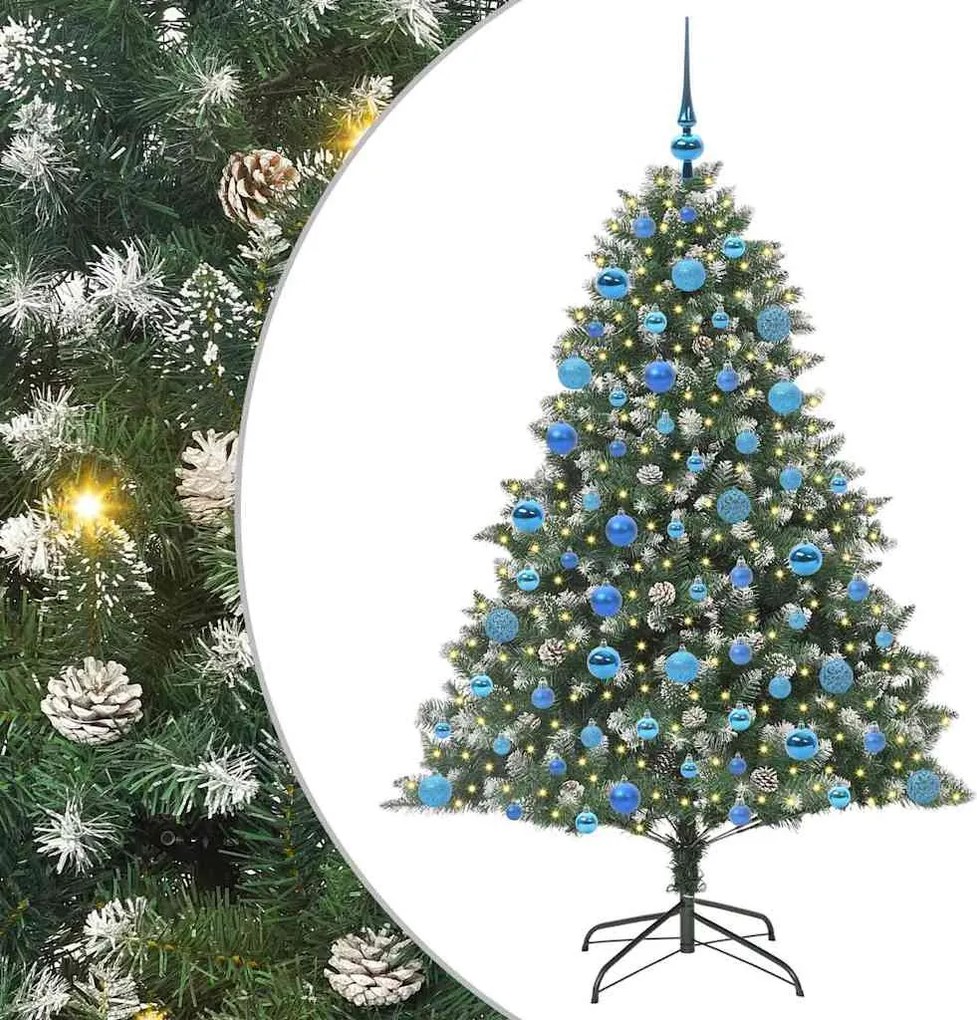 vidaXL Mű karácsonyfa 300 LED-del Zöld 180 cm PVC és Műanyag és Acél