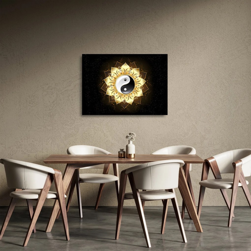 Kép - arany yin-yang (üvegen) (70x50 cm)