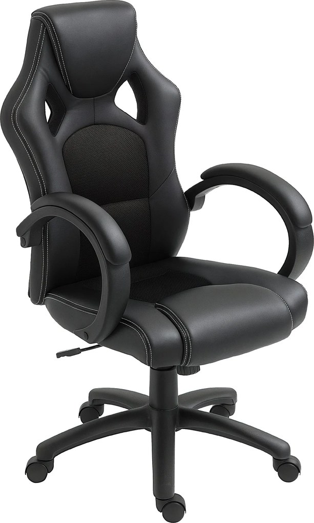 HOMCOM Irodai Szék Tanulmányi Szék Állítható Magassággal és Magas Háttal Kárpitozva 71x61x108-118 cm Fekete | Aosom