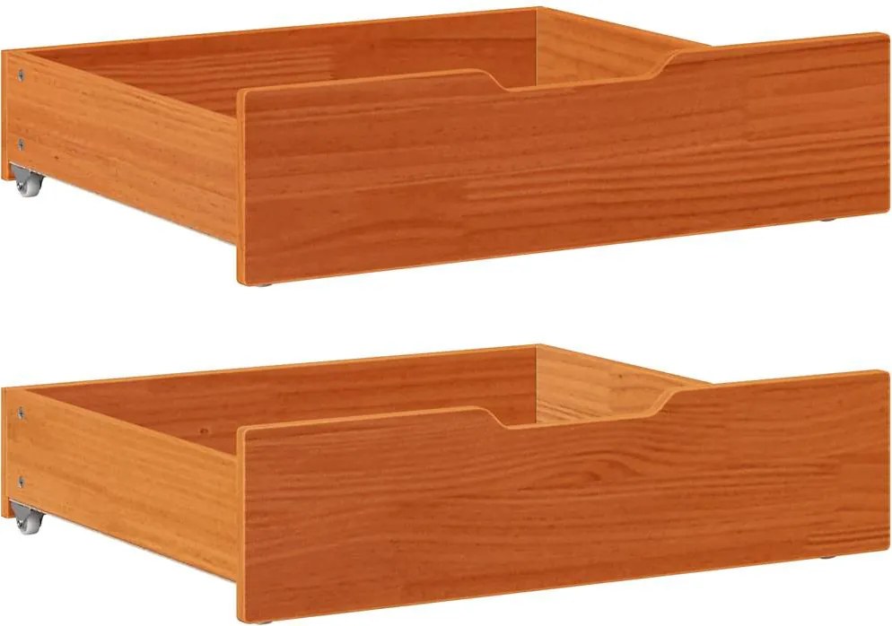 vidaXL 2 db viaszbarna tömör fenyőfa ágy alatti fiók 65 x 55 x 17 cm