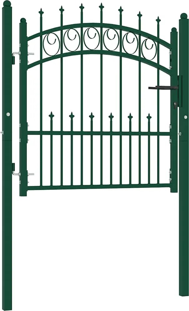 vidaXL zöld acél kerítéskapu cövekekkel 104 x 97 cm