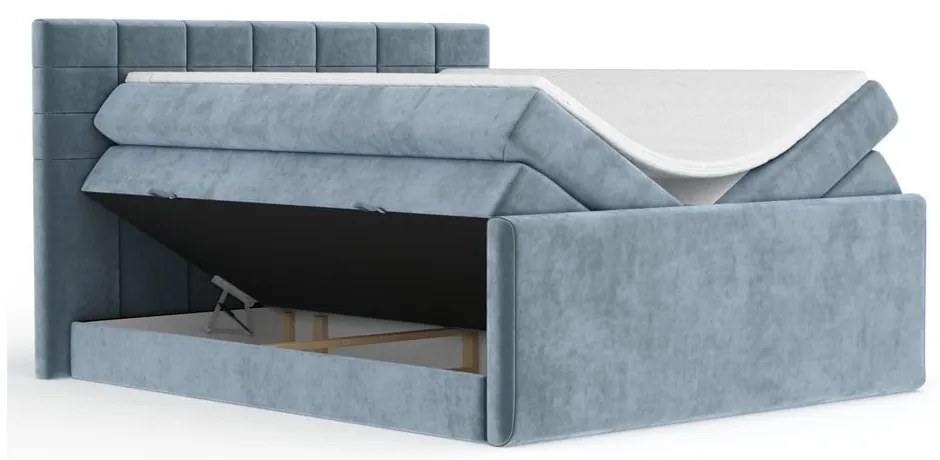 Kék ágyneműtartós boxspring ágy 160x200 cm Ava – Maison de Rêve