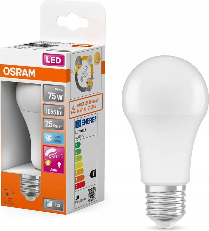 Led izzó A60 E27 10W 75W 1055lm 4000K Semleges Fehér Osram