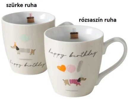 Porcelánbögre tacsis, 10x14cm, 480ml, Trilly