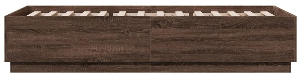 barna tölgyszínű szerelt fa ágykeret 90 x 200 cm