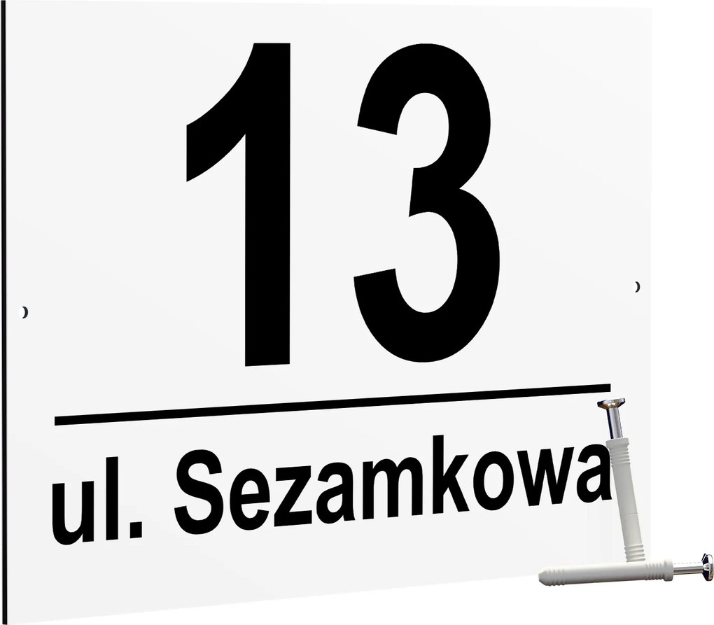 Házszám Otthon Címtábla Házszámmal Fehér 32x21 2 tipli