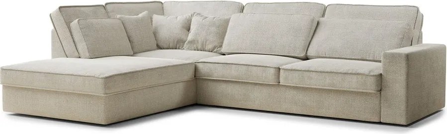 Szürkésbézs zsenília sarokkanapé (bal oldali-L alakú) Kirou – Maison de Rêve