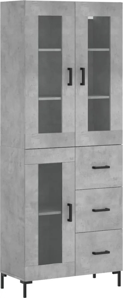 vidaXL betonszürke szerelt fa magasszekrény 69,5 x 34 x 180 cm