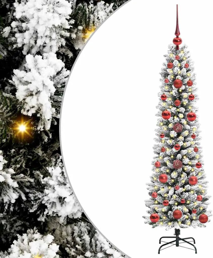 vidaXL Mű karácsonyfa 150 LED-del Fehér 120 cm PVC és Fém és Műanyag