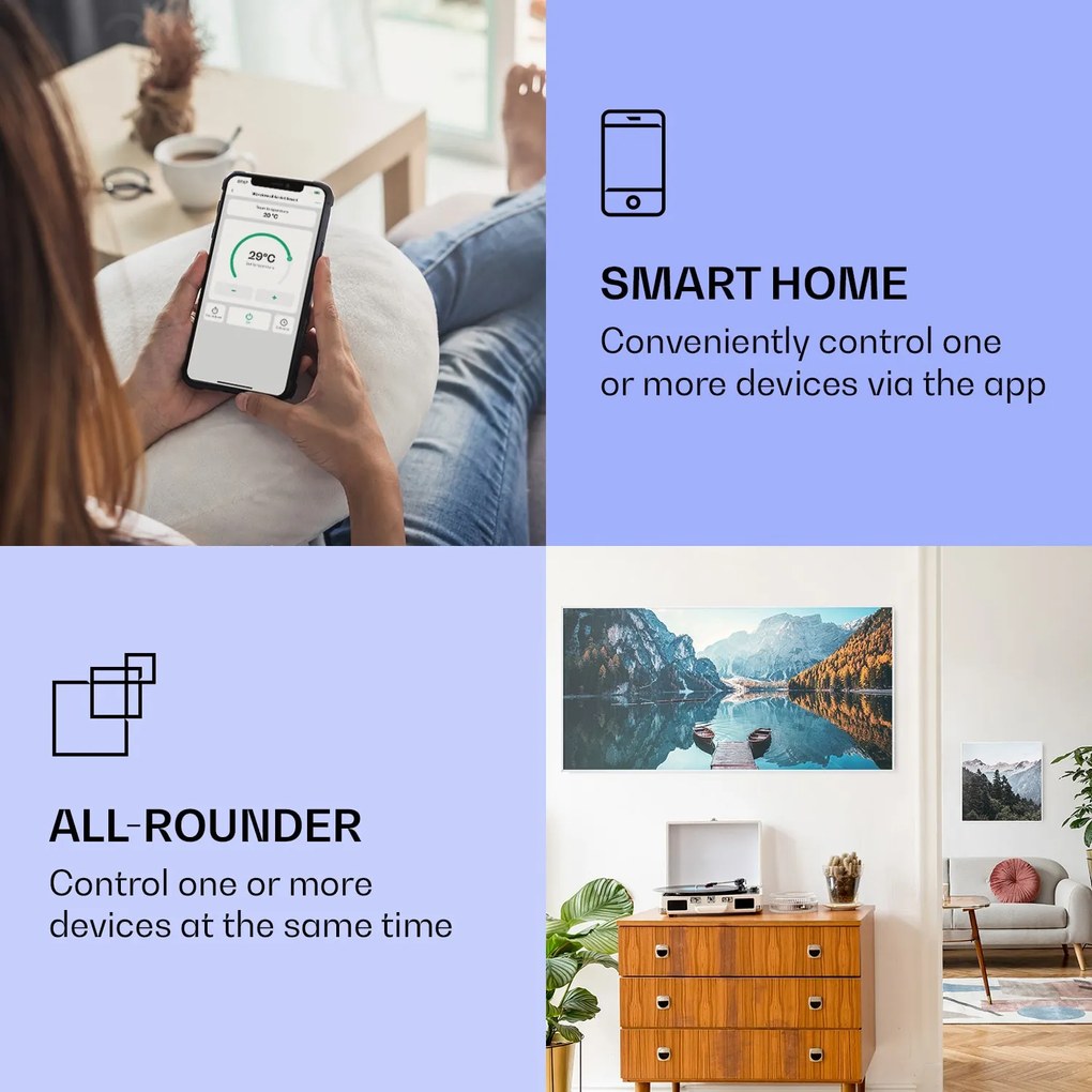 Klarstein Wonderwall Air Art Smart, infravörös hősugárzó, 120 x 60 cm, 700 W, tenger vízszintesen