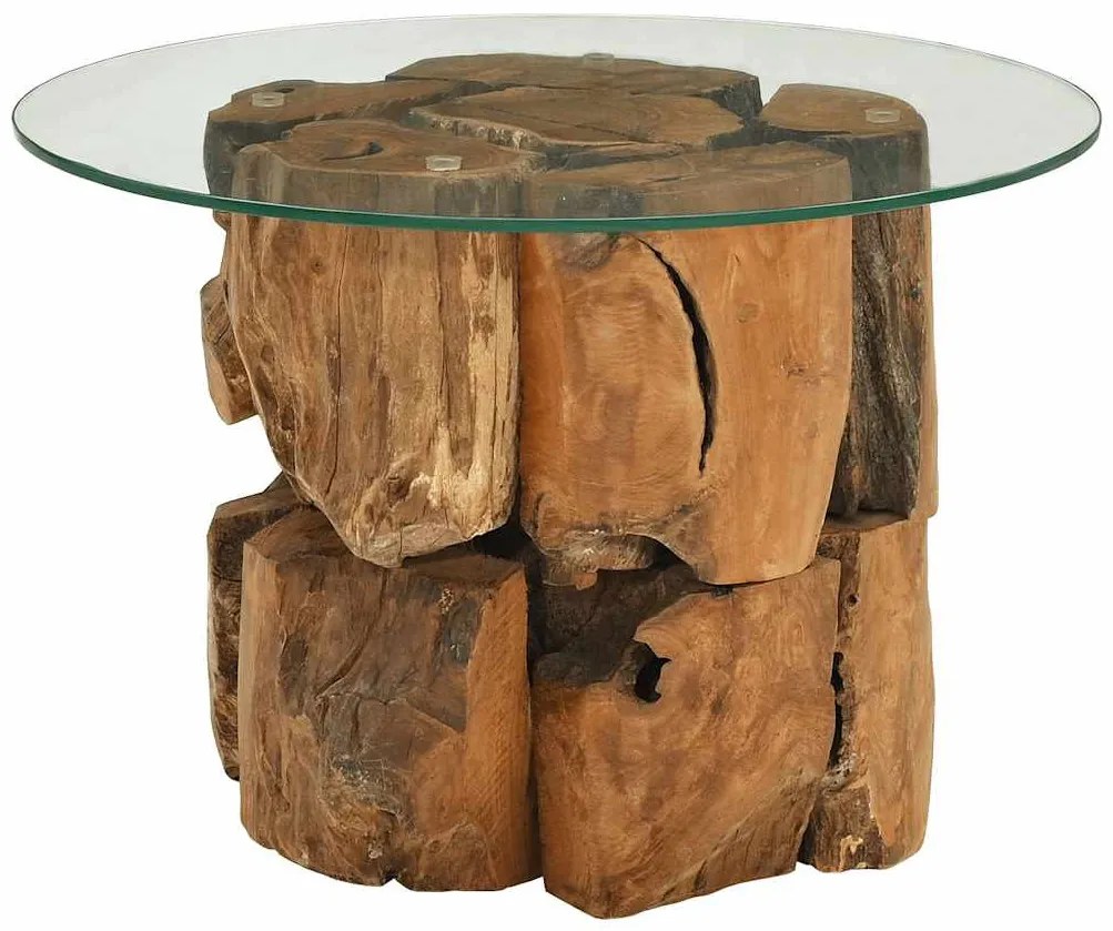 Tömör tíkfa uszadék dohányzóasztal 60 cm