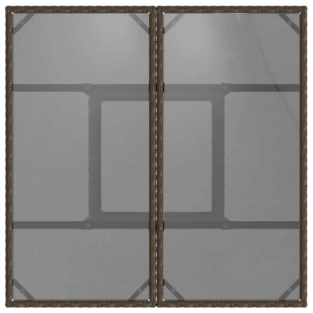 barna polyrattan üveglapos kerti asztal 80 x 80 x 75 cm