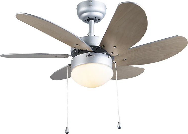 Mennyezeti ventilátor acél fa hatású felülettel 80 cm húzókapcsolóval - Fresh