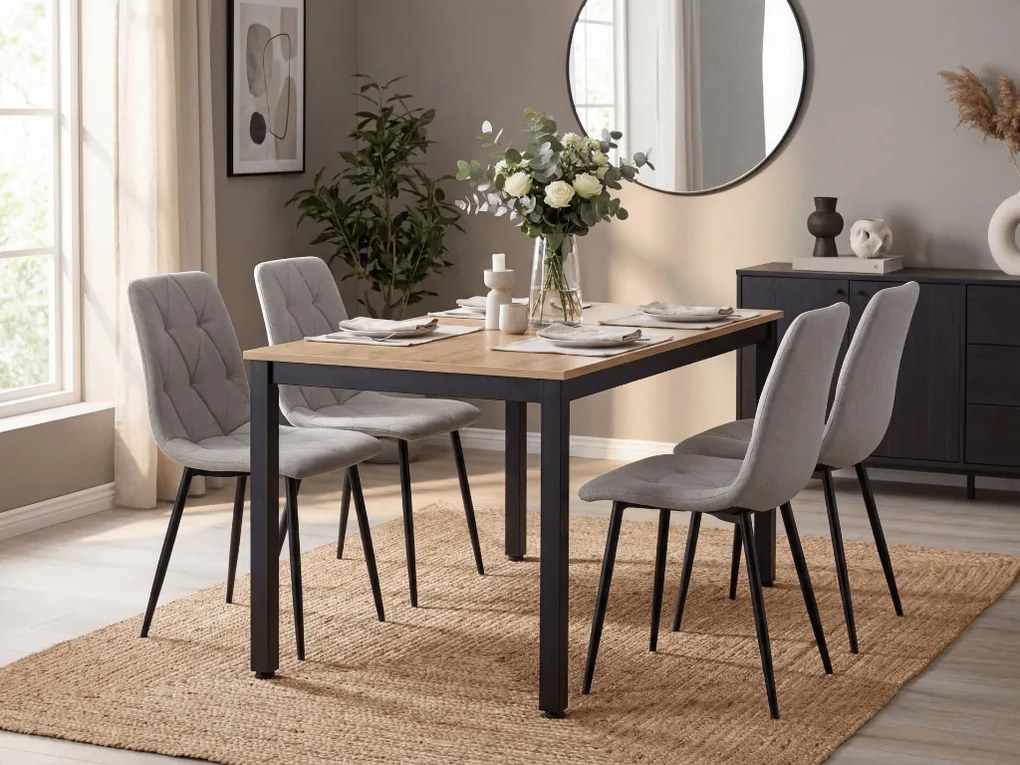 Világosszürke étkezőszék LIBRA fekete lábakkal